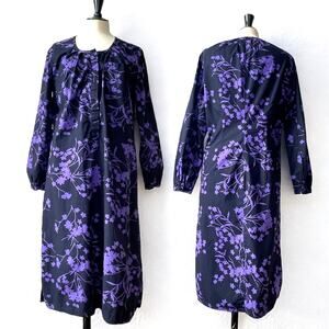 Isabel Marant Cotton Floral Shirt Dress Purple Black Midi Long Sleeve India sz 3